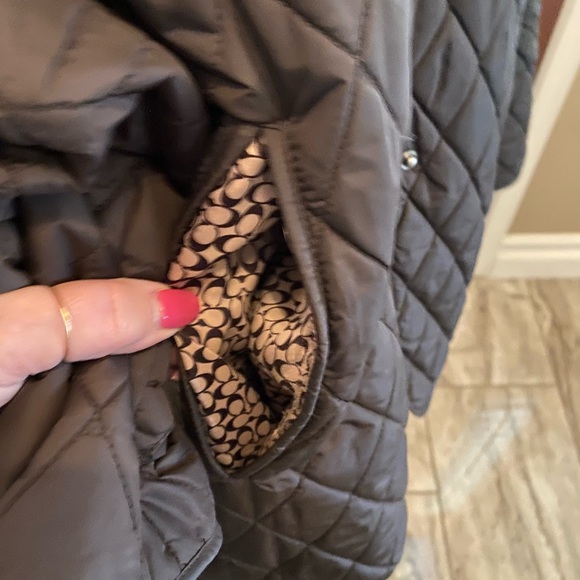 Coach Brown Quilted Nylon Puffer Lightweight Jacket Coat Women's Size XLarge - Picture 2 of 12